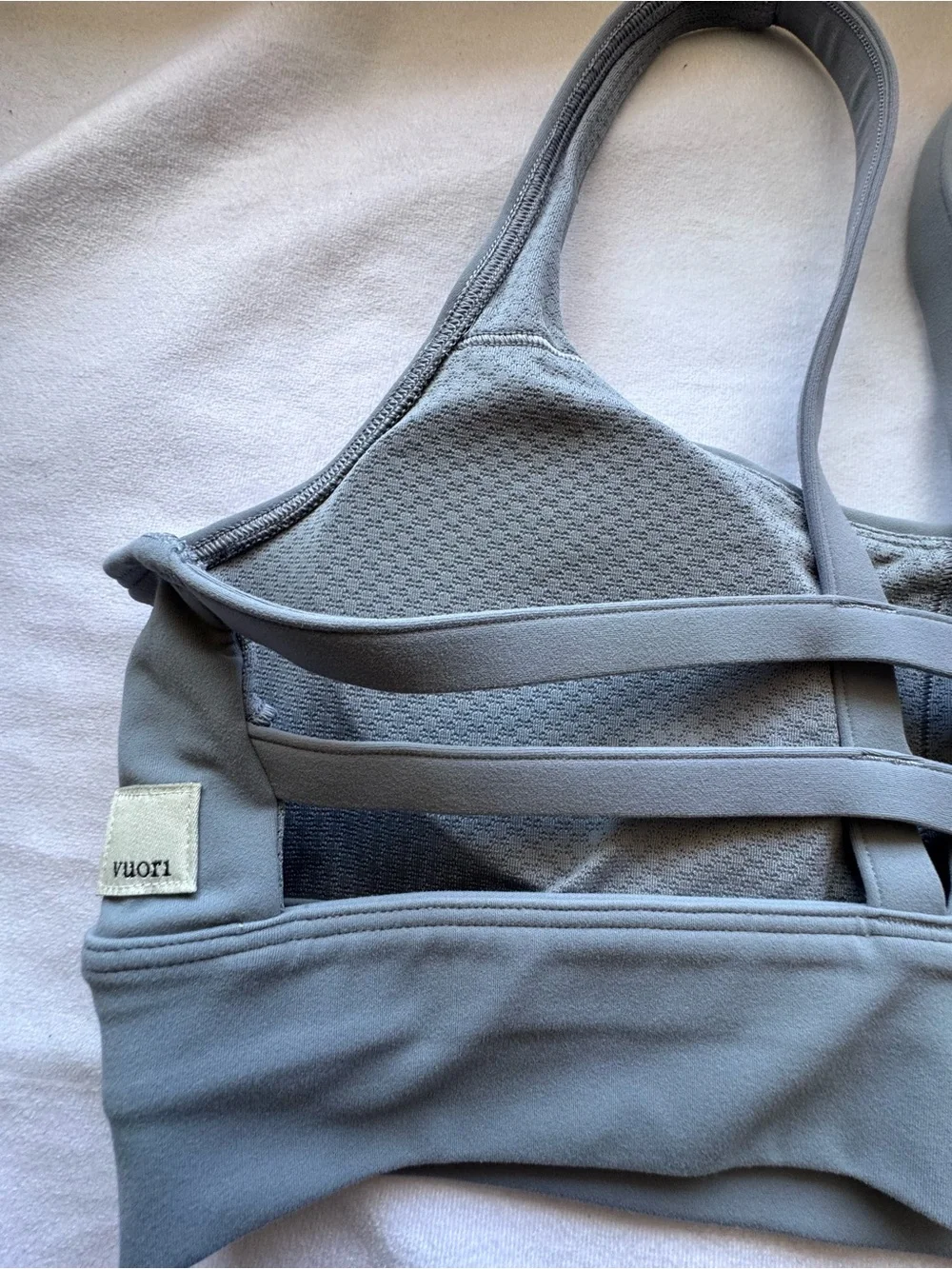 Vuori Light Gray Scoop Sports Bra